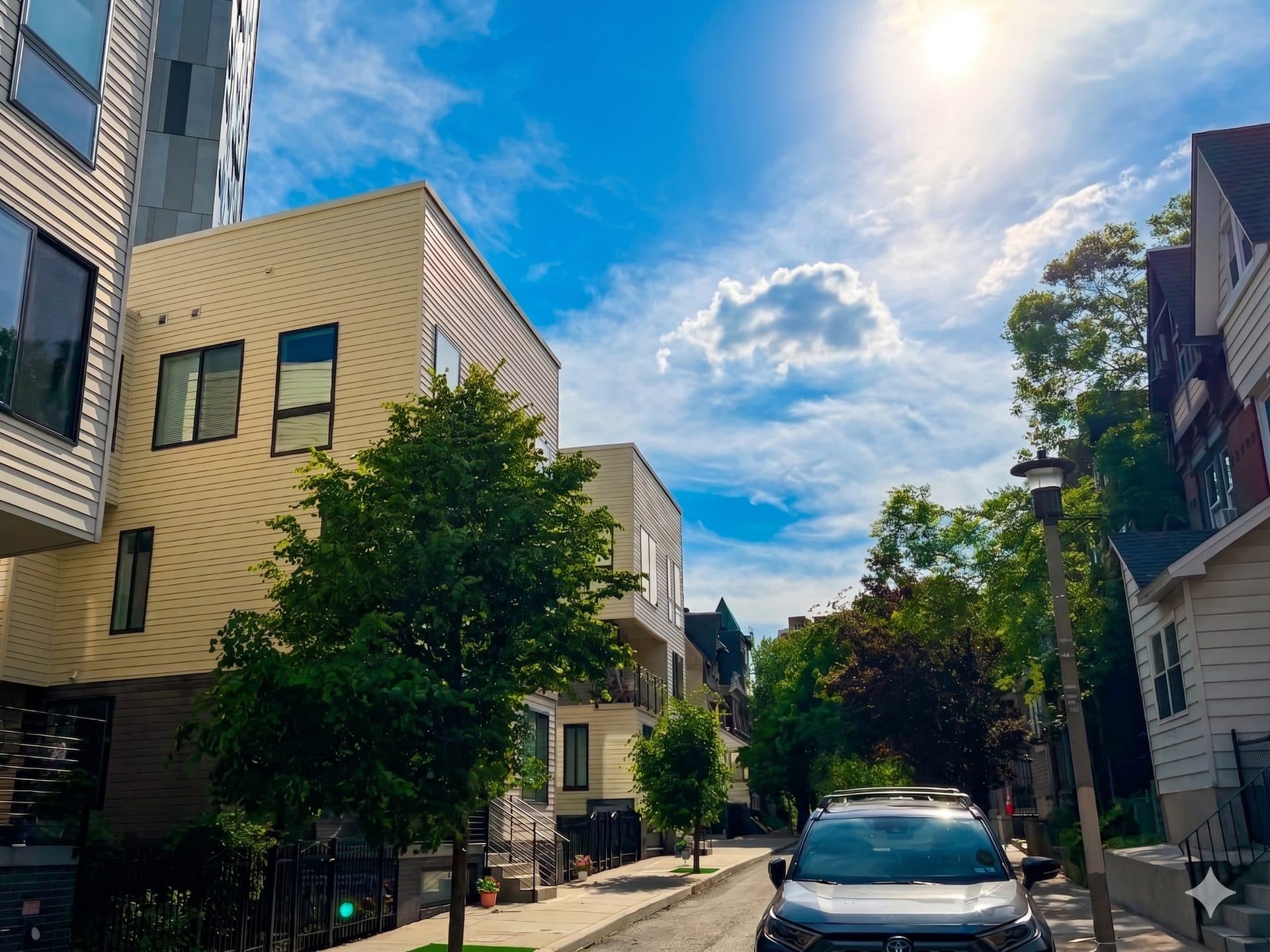 Street view from the block